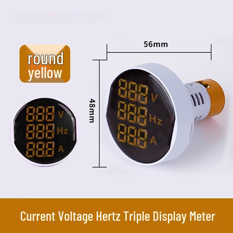 22mm Dual Display LED Voltage Current Frequency Meter - Round/Square