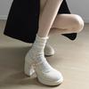 White Thick Heel Mary Jane High Heels Women's Spring Light Mouth Single Shoes