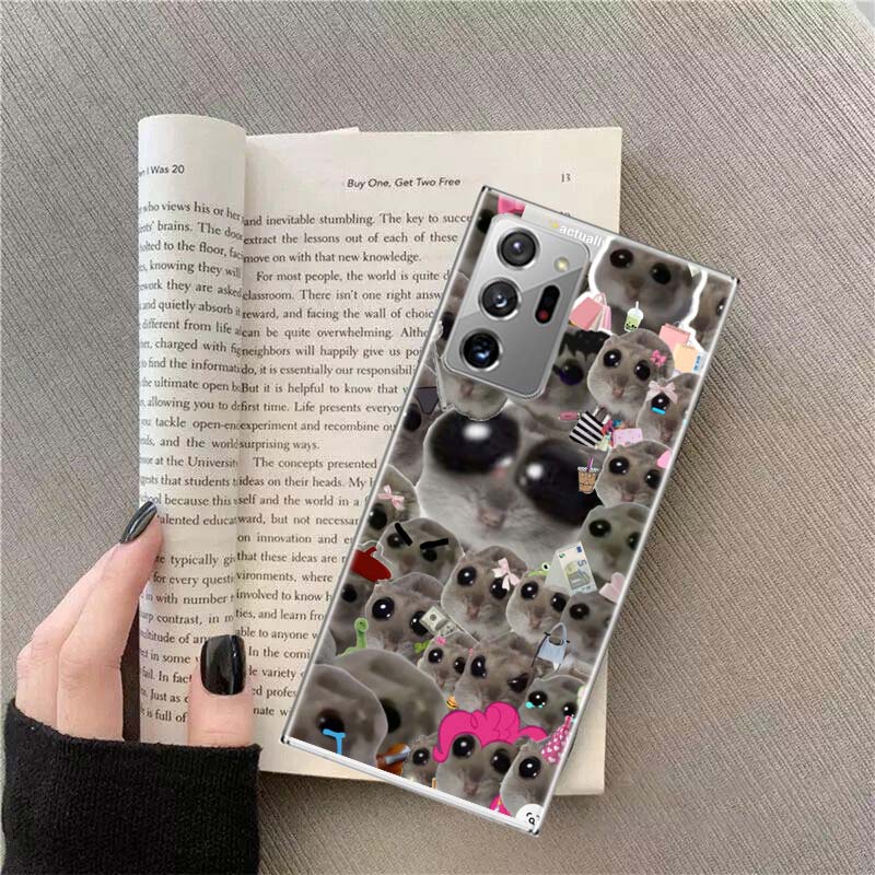 Funny Sad Hamster Meme Phone Case for Samsung A17 A37 A57 A54 A14 A24 A34 A07 A04S A02S A12 A22 A32 A52S A16 A26 A36 A56 A72 Gal
