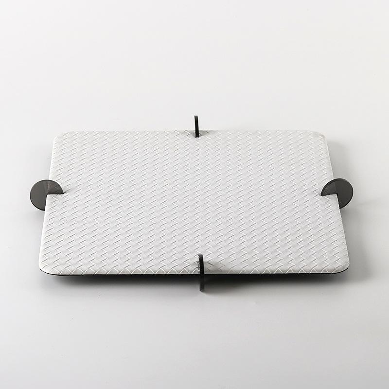 Light Luxury Tray Small Fragrance Decoration Model Room Home Living Room Storage Tray Woven Leather Storage Tray Decoration