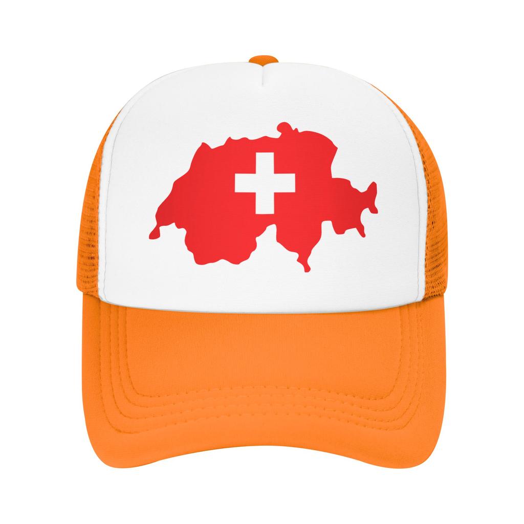 Cappellini da Baseball a Rete con Mappa e Bandiera Svizzera Svizzera Unisex Donna Sportivi Cappelli Parasole Regolabili Estivi Cappellino Trucker