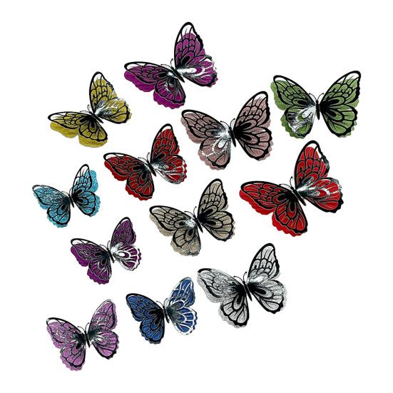 

6 Pcs 3D Butterfly Wall Stickers Double-Layer Wing Butterfly Wall Art Glitter Sequined Removable Hollow Mural Decals for Birthday Cake Decoration чёрный