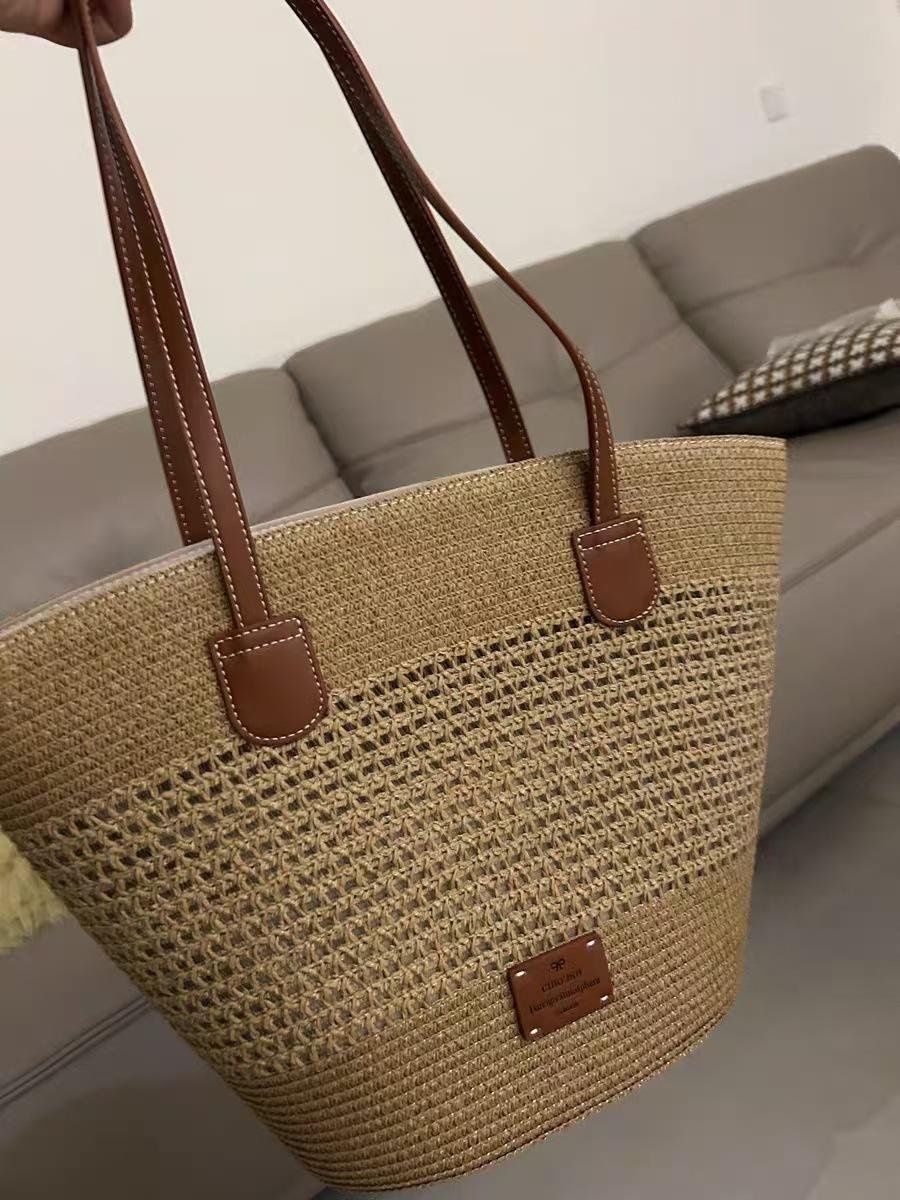

Nanfeng versatile trendy straw hat manor tote bag women s summer seaside woven straw weaving large-capacity shoulder bag