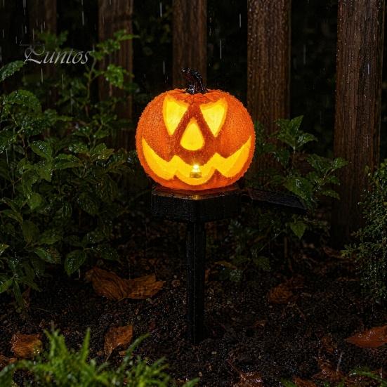 Solar Yard Lights with Sensor Halloween Pumpkin Light, Ghost Pathway Stake Lamp Lamp, Waterproof Outdoor Decor Light for Garden Patio Lawn Smart