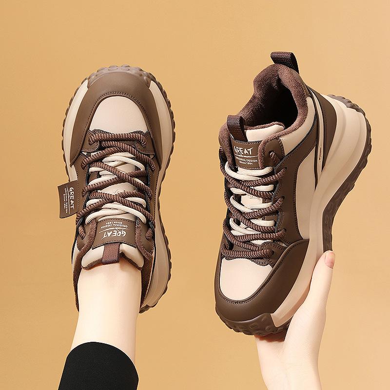 Dad shoes women's spring and autumn new thick-soled heightening sports running shoes high-top shoes ins large size heightening and slimming