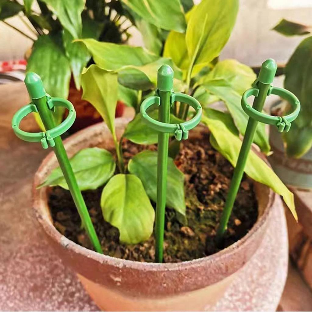 20Pcs Plant Supports Stakes Green Plant Sticks Support Potted Single Vine Stem Fixing Rod Holder Reusable Plant Anti Lodging