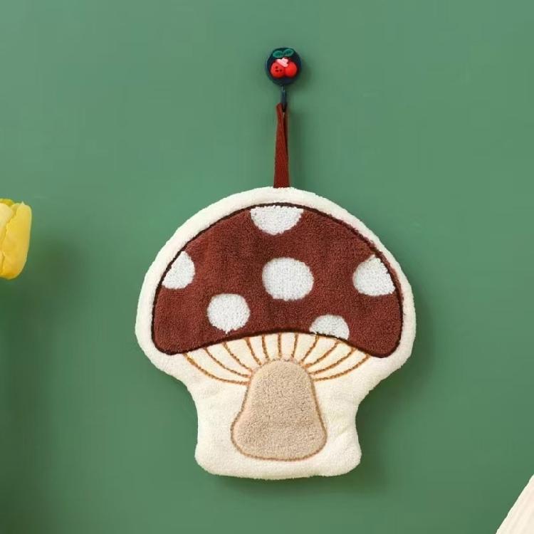 Mushroom Themed Hand Towel Coral Fleece Fabric Soft and Absorbent for Everyday Use