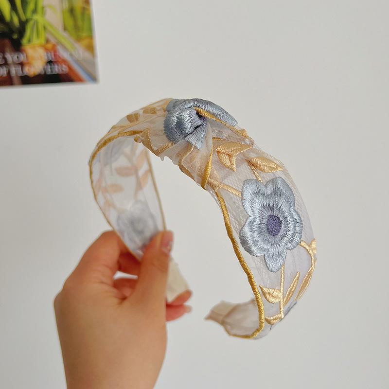 

Элегантная этническая цветочная кружевная повязка на голову - Широкий аксессуар для волос с вышивкой роз