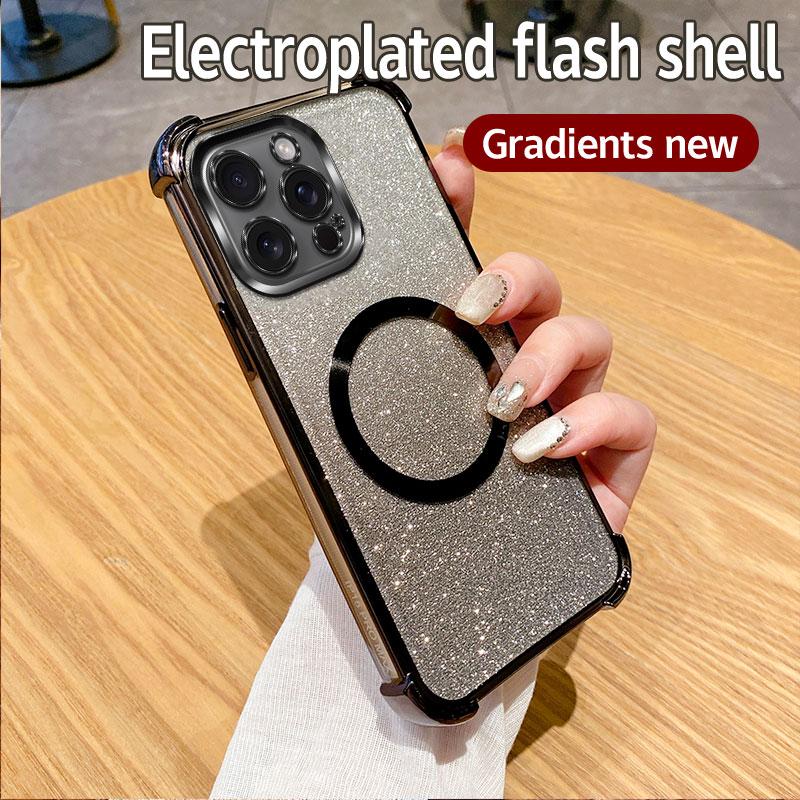 Shockproof Magnetic Ring Phone Case For iPhone 16 15 14 Plus 13 12 11 Pro MAX XS MAX XR X 7 8 16 Plus SE 2020 2022 Glitter Cover