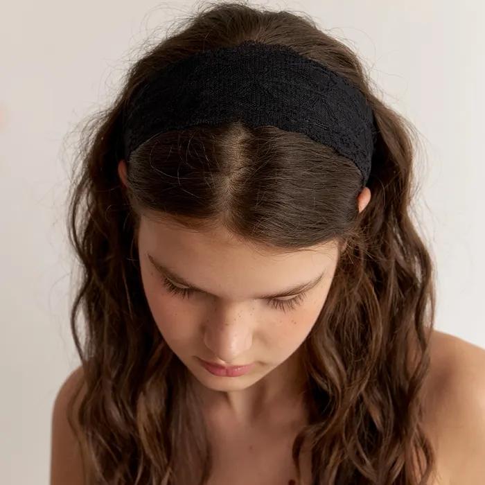 sheer lace headband - black
