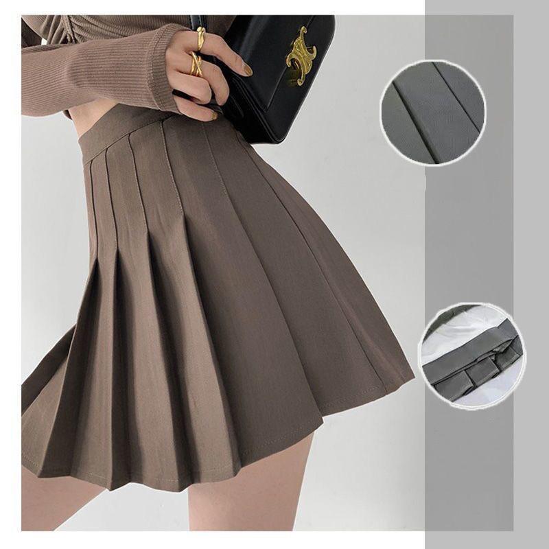 Petite Women's Black High Waisted Pleated Skirt Summer Suit Fabric Spring Autumn A Line Slimming Casual All Match Versatile Short Skirt Trousers