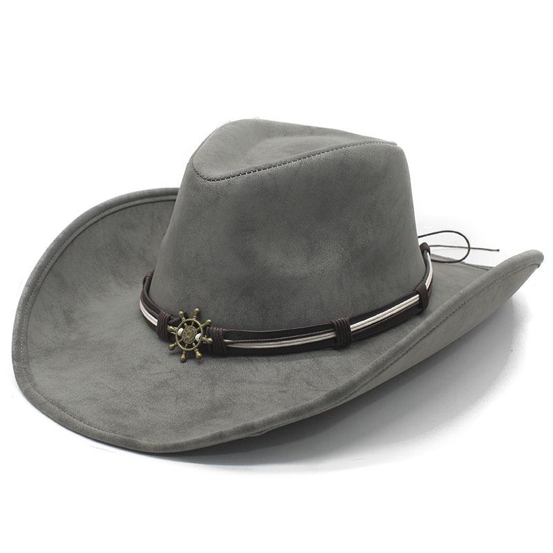 Retro American leather big-brimmed western cowboy hat, hot-selling ruffled felt hat party top hat