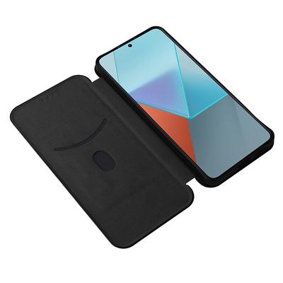 Xiaomi Redmi Note 13 Pro 5G/Poco X6 5G için Kart Yuvalı Karbon Fiber Dokulu Deri Kılıf
