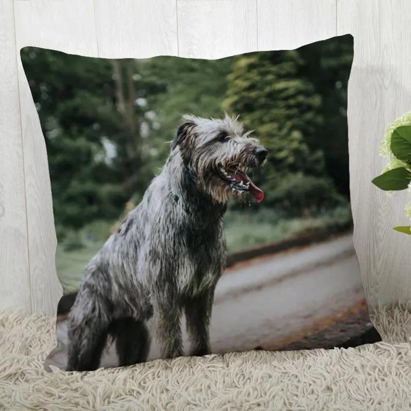 Irish Wolfhound Pillowcase Modern Home Bedroom Living Room Sofa Cushion Cover 45X45Cm Peach Skin Pillowcase