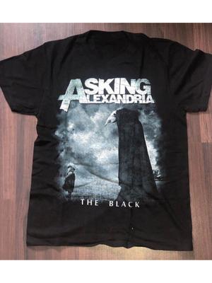 Camiseta Preta de Banda para Fãs de Asking Alexandria Camiseta Preta de Algodão Camiseta Casual Preta de Manga Curta com Estampa Inspiradora