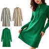 Women's Chunky Knit Thermal Dress With Zip Fastening Casual Loose-Fit Wool Dress