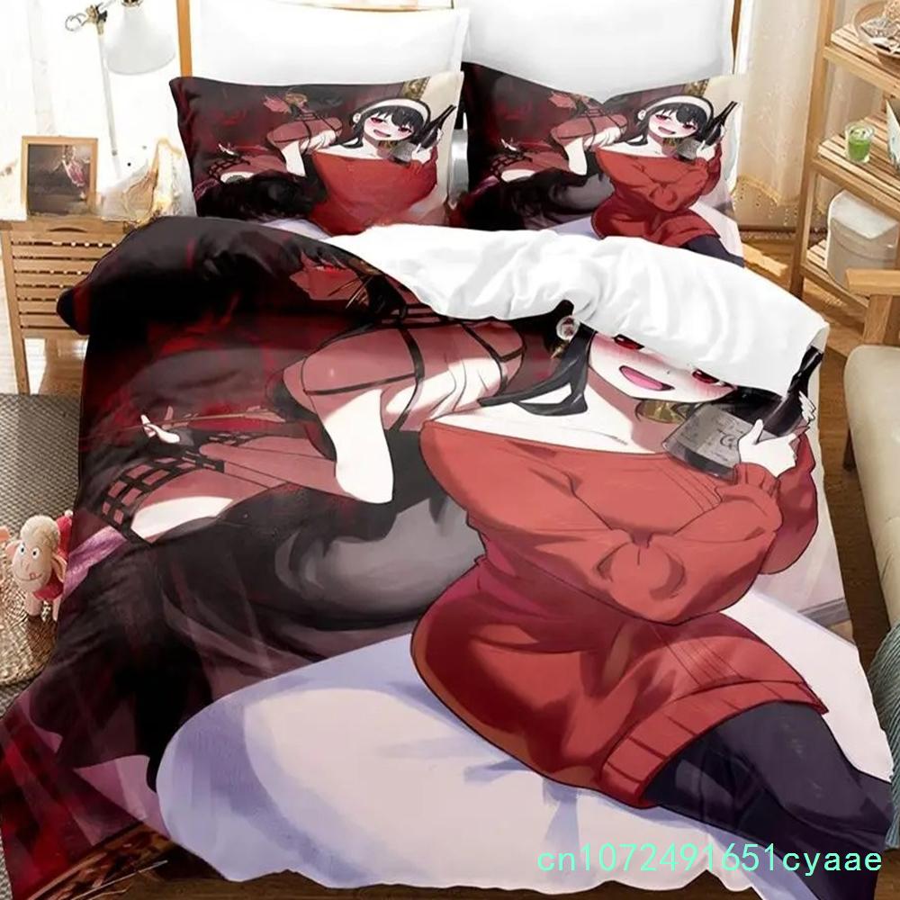 Spy Family Yor Forger Bedding Set Single Twin Full Queen King Size Bed Set Aldult Boys Bedroom Duvetcover Sets Anime Bed Sheet