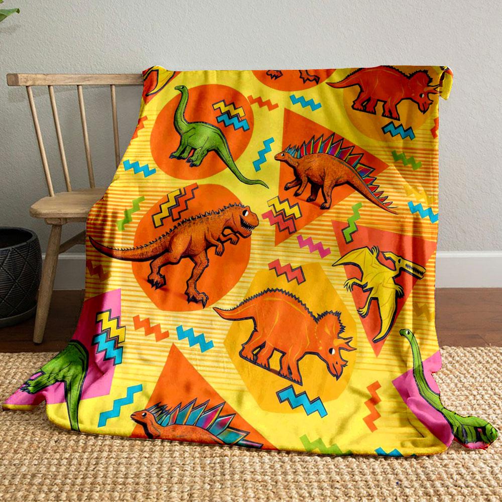 Stil Cartoon Dinosaurier Graffiti Stil Druck Decke Zuhause Reise Camping für Erwachsene und Kinder Luxuriöse Geschenke Mehrere Größen