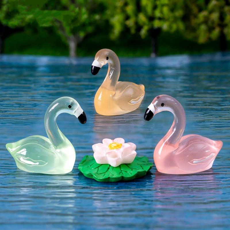 30Pc Luminous Mini Resin Flamingo Ducks Glow In The Dark Tiny Flamingo For Micro Fairy Garden Landscape Dollhouse Aquarium Decor