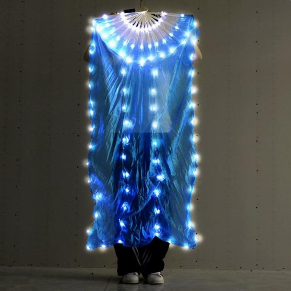 Evantai lung din mătase cu LED-uri imitație de raion, 1,5 m, pentru dansatori, practică, accesorii de dans