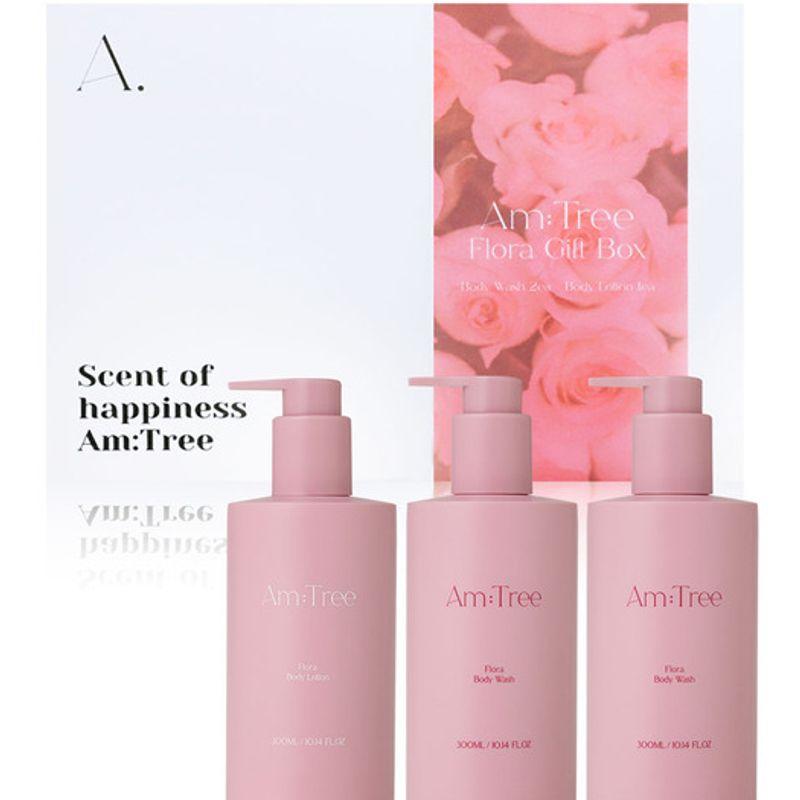 Am:tree Rose & Musk Flora Perfume Body Care Gift Set (2 Body Washes + 1 Body Lotion) Flora Body Care Gift Set