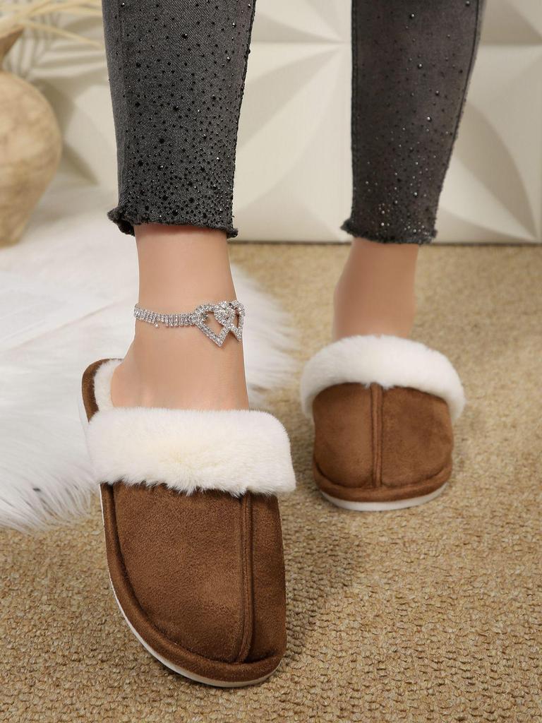 2025 Autumn/Winter Furry Plush Home Slippers - European & American Style