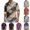 Men's Casual Long Sleeve Halloween Print Button Down Shirt Relaxed Fit Lightweight Breathable Fabric Comfortable Daily Wear