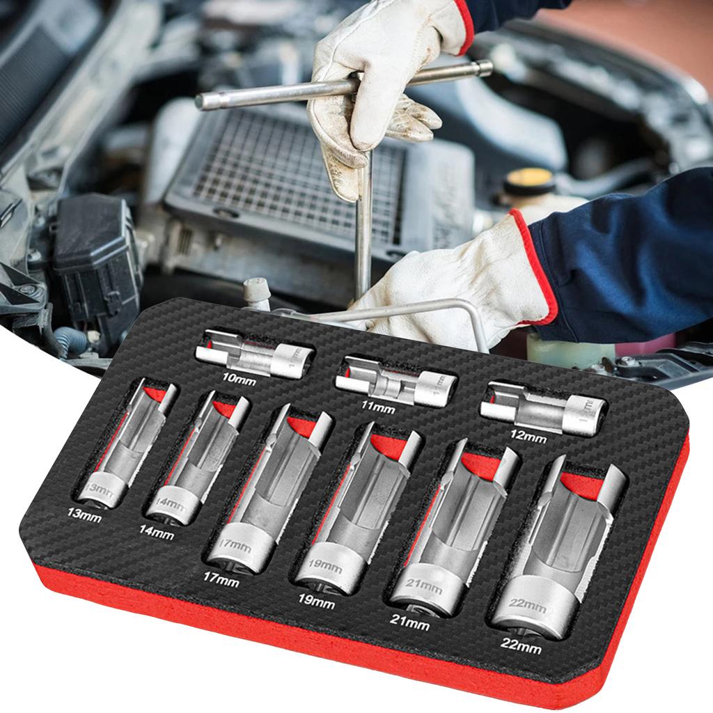 9Pcs Oxygen Sensor Socket Set O2 Sensor Removal Tool Oil Pressure Sensor Socket Wrench Set 10-22mm