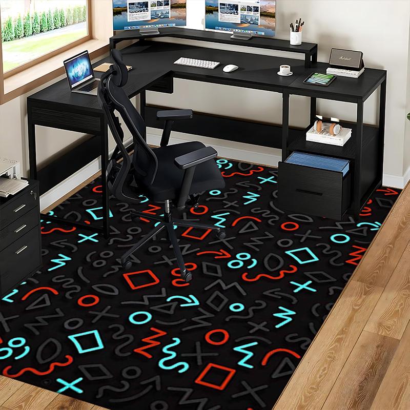 1pc Office Chair Mat with Retro 80s Neon Shapes and Characters - Festive Gift for Home or Office, Universal Seasonal Decor for Living Room, Bedroom, G