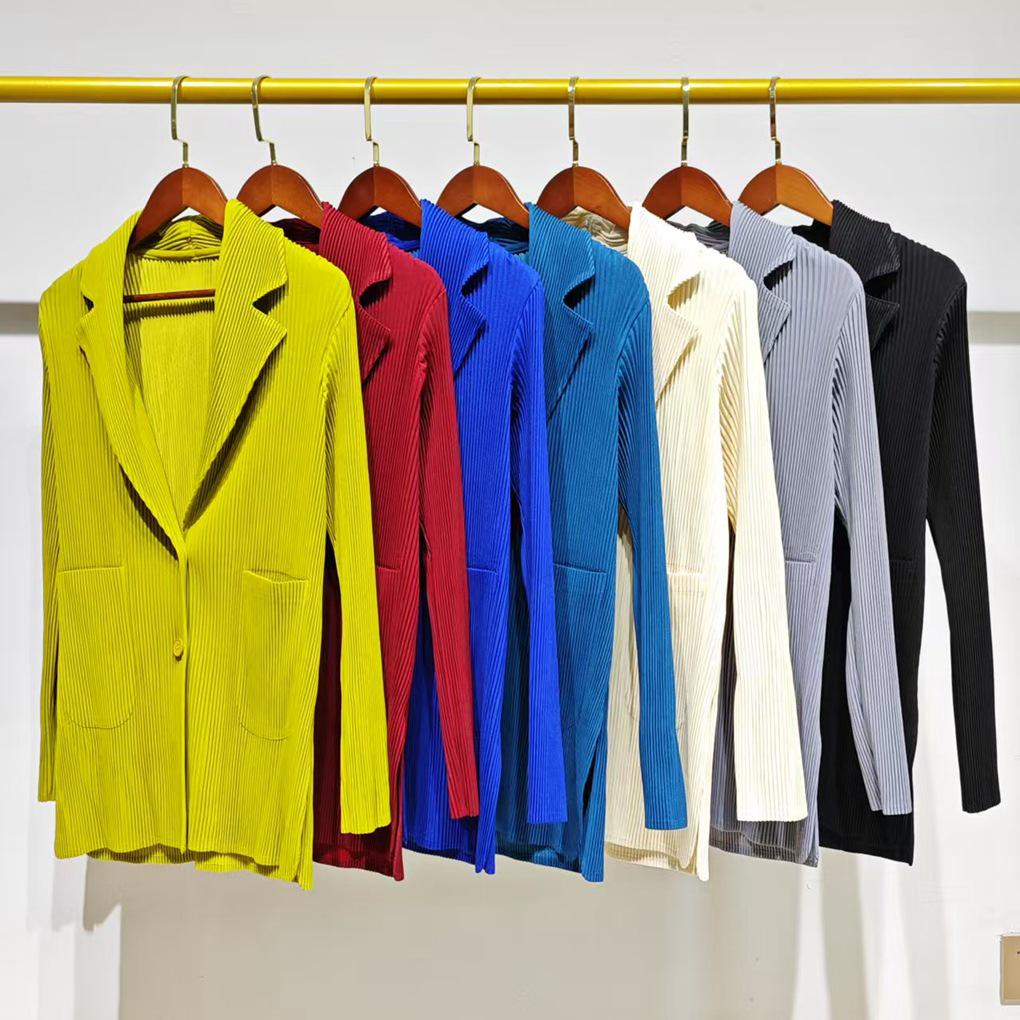 

Miyake Women s High-End Pleated Blazer - Designer Spring/Autumn Plus Size Suit One Size