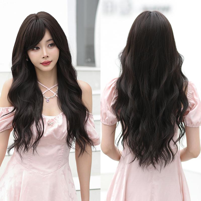 Professional  WIGS Long Body Wavy Sakura Pink Wig for Sweet Girl High Density Synthetic Loose Curly Hair Wig with Bangs Beginner Friendly