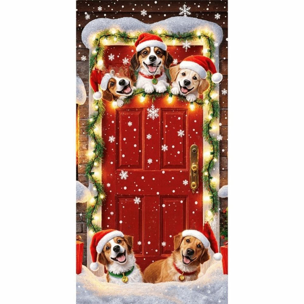 Atmosphere Arrangement Door Decoration Background Santa Claus Banner Door Frame