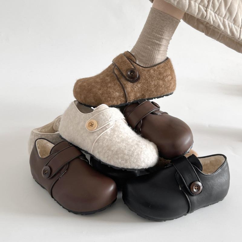 thick-soled women's autumn new Mao Mao shoes retro versatile casual shoes one-pedal lazy shoes women's