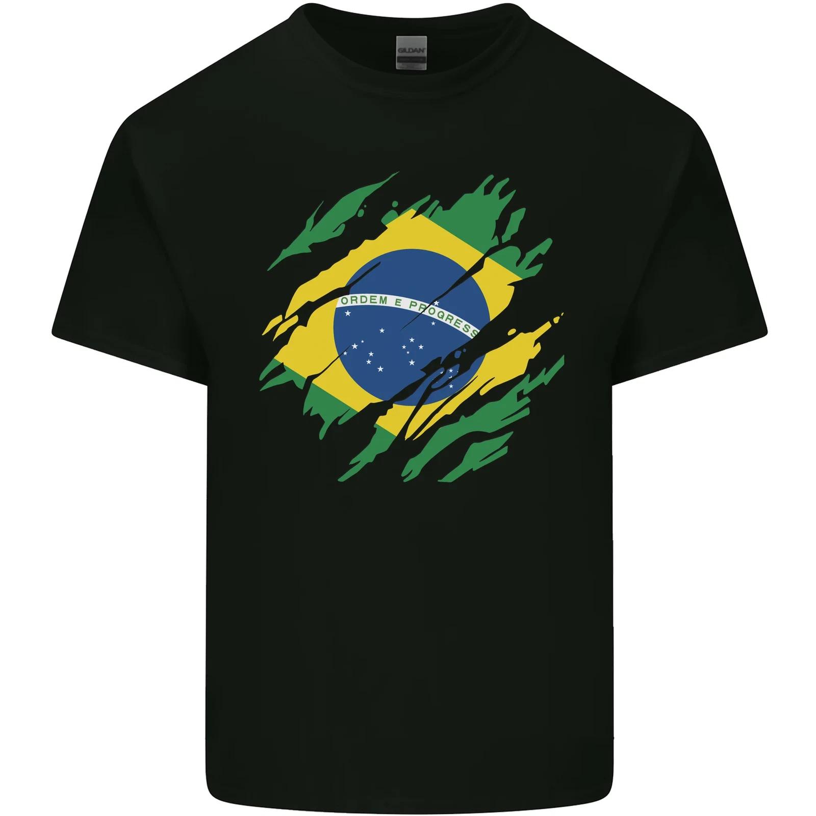 Torn Brazil Flag Brazilian Day Football Kids T-Shirt Childrens S