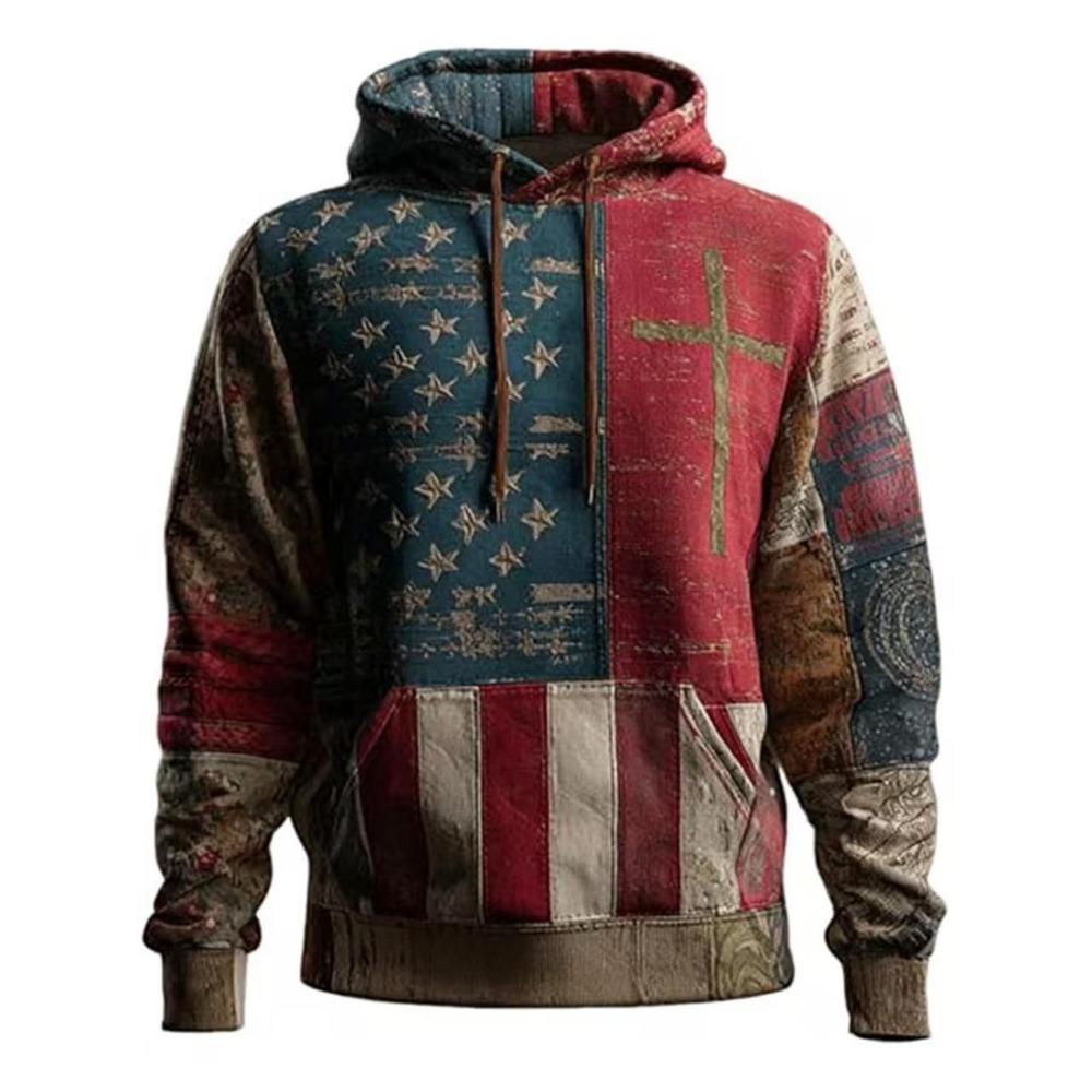 European American Style Hoodie Spring Vintage Cross Pattern 3d Print Hoodie Women Fasual Streetwear Sweatshirt Men Clothes Top