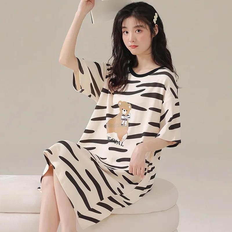 Women's Pajamas Korean Style Girls Home Clothes Sweet Style Cute Cartoon Thin Baggy Pajamas Kawaii Cute Dress