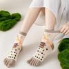 Cotton Five Fingers Women Socks Cartoon Medium Tube Socks Kawaii Split Toe Socks  For Yoga Sports
