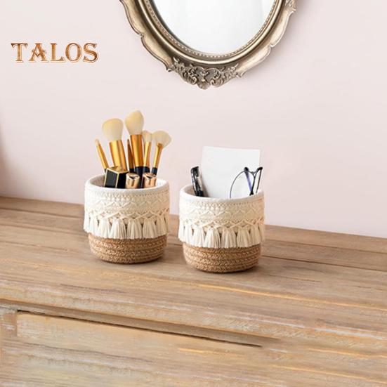 Aufbewahrungskorb Make-up Pinsel Organizer mit Quastendekoration Große Kapazität Mehrzweck Webdesign Aufbewahrungskorb