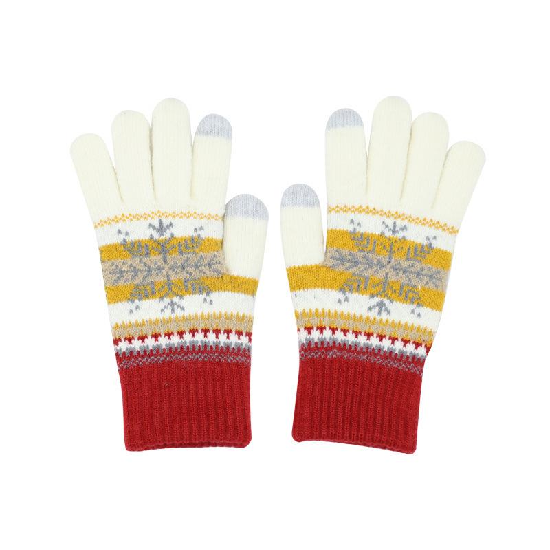 Christmas Wind Gloves Snowflakes Winter Women Cute Warm Winter Cycling Plus Velvet Thickened Cycling Driving Touch Screen
