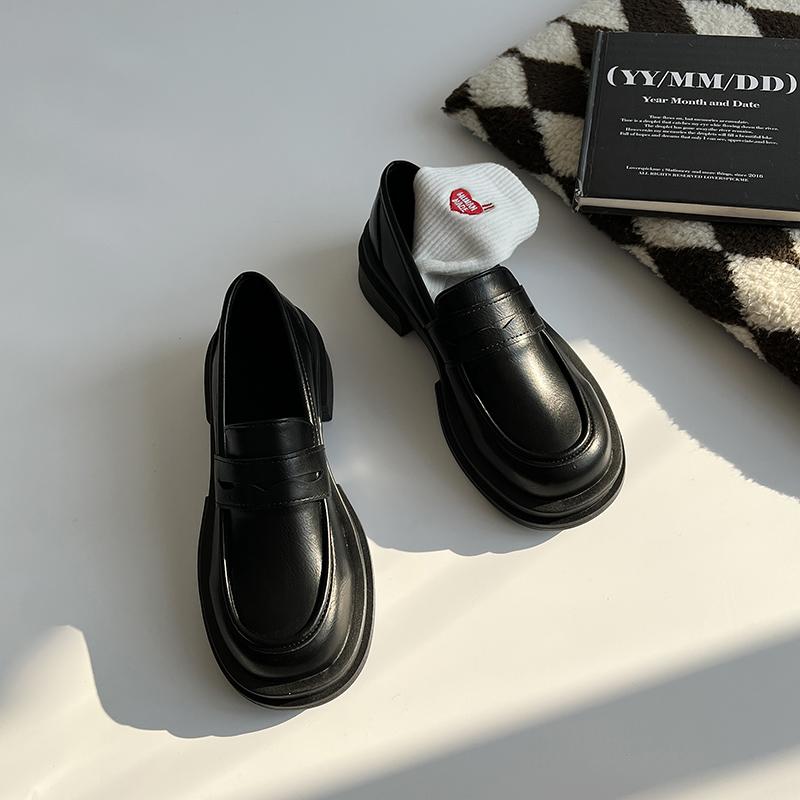 Japanese small leather shoes autumn new British style black platform retro jk single shoes 35 чёрный