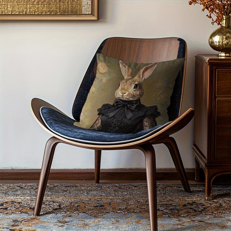 1 Stuks Vintage Victoriaanse Stijl Dames Konijn Kussenhoes, Geschikt Voor Bank, Slaapkamer, Woonkamer, Een Uniek Cadeau Voor Dierenliefhebbers