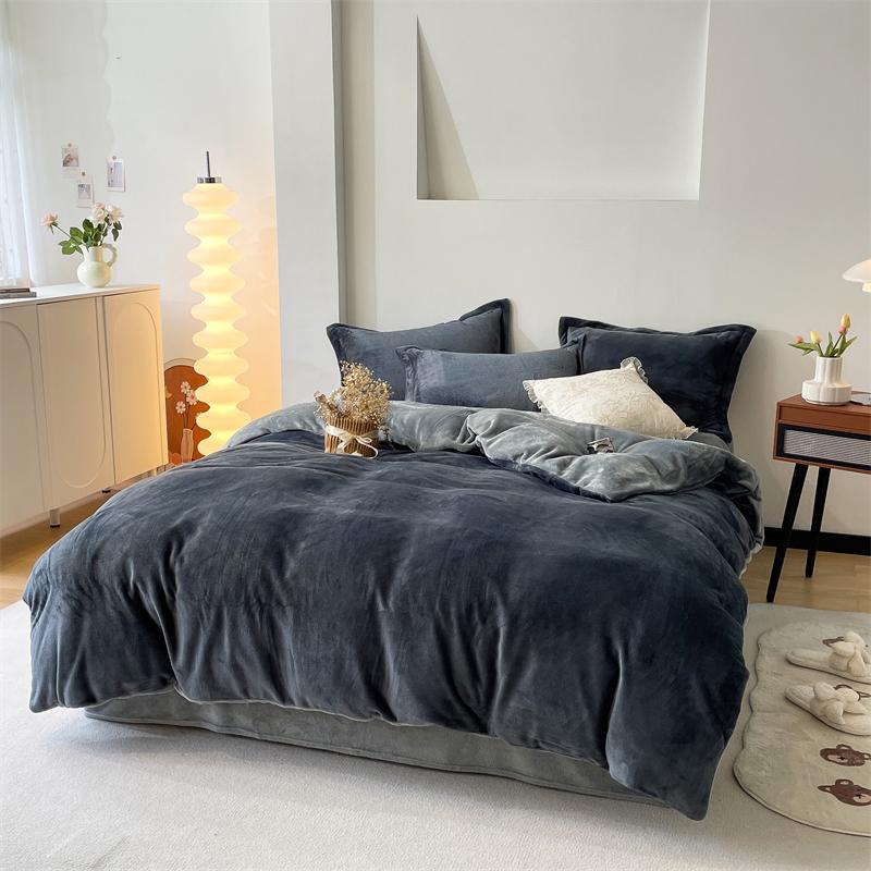 Winter Flannel Duvet Cover Solod Color Soft Warm Quilt Cover Cozy Thick Comforter Cover for Adults Children Queen King Bed Linen
