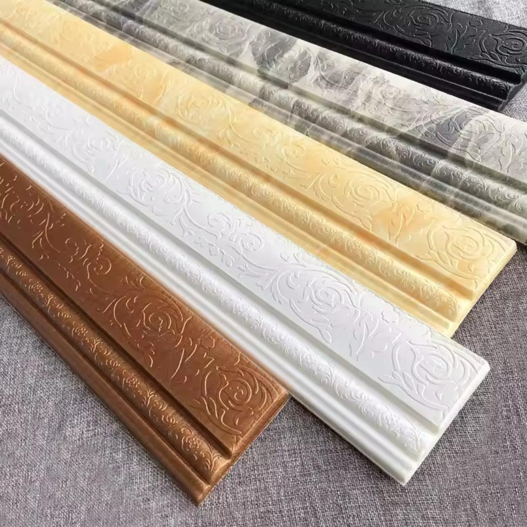 1pc Self-Adhesive Foam Wall Skirting Border Strips Waterproof Moisture-Proof Decorative Waistline Edge Trim For Home Improvement