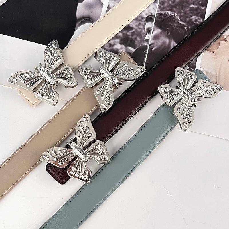 Leather Ladies Belt Butterfly Women'S Cowhide Belt With Casual Jeans Belt