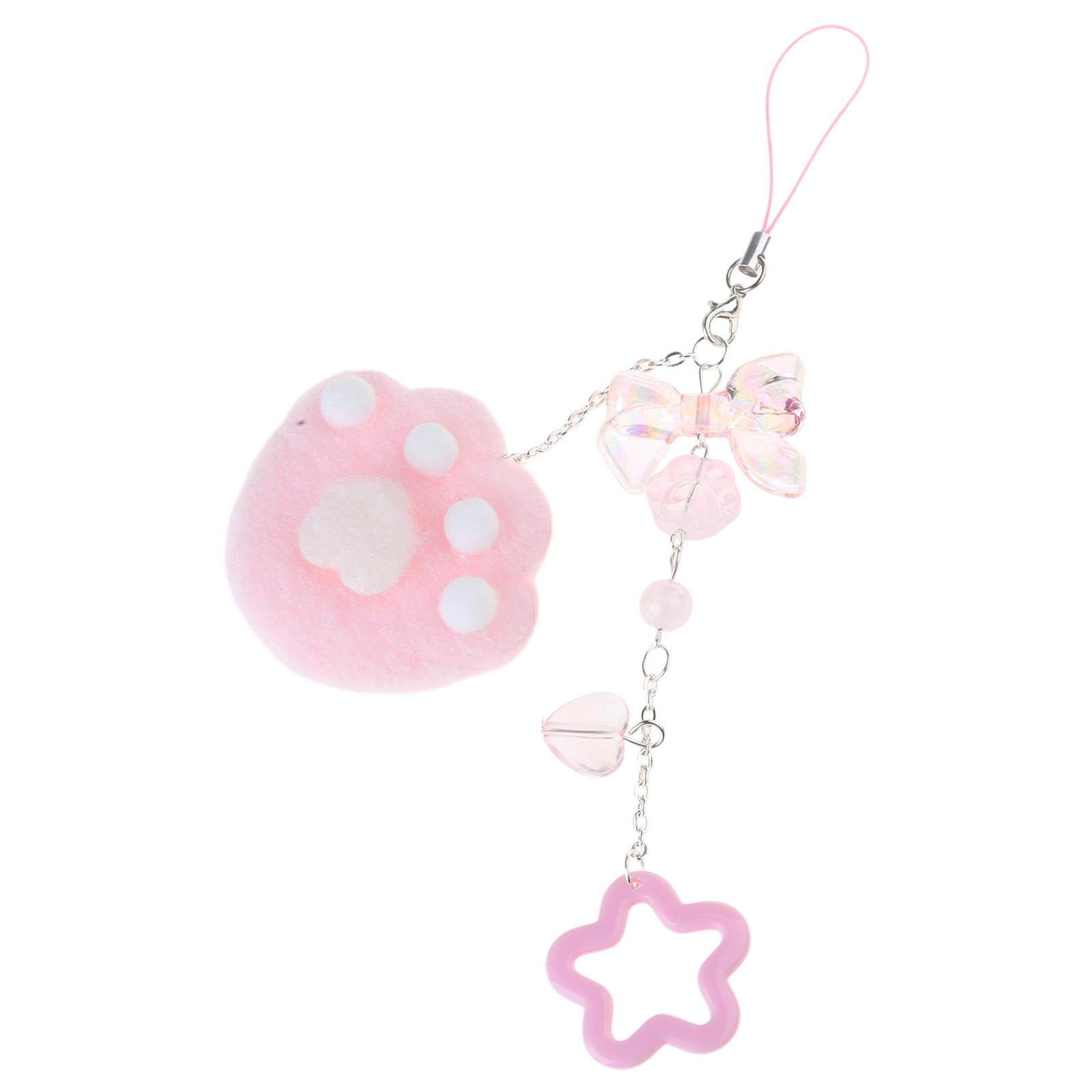 

Plush Cat Claw Pendant Phone Charm Hangings Rope Sweet Phone Chain Strap Bag Decoration Lanyard Keychain Accessory