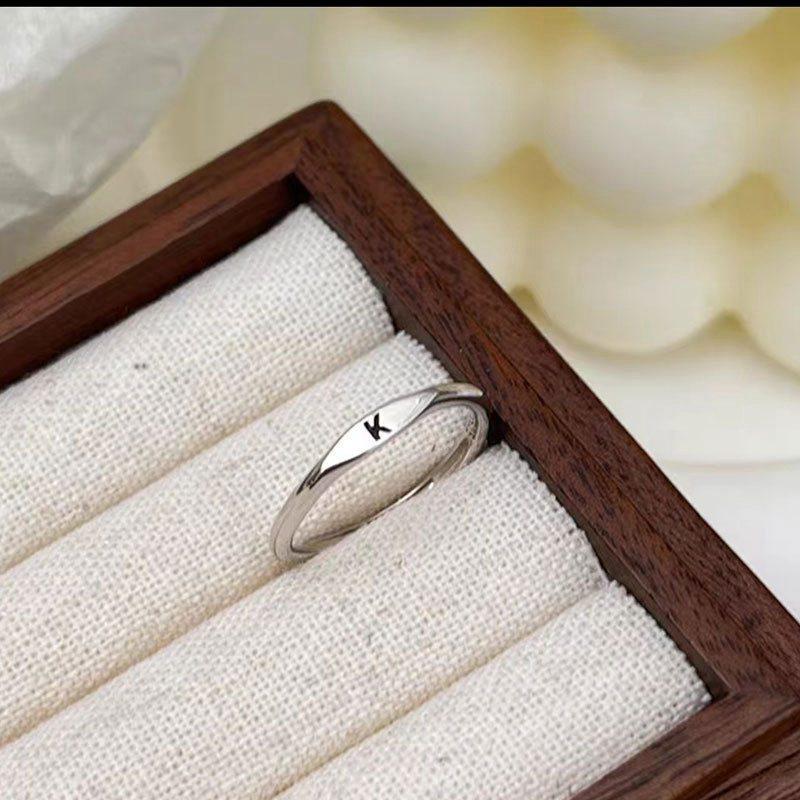 Aesthetic Wedding Tiny Initial Letter Rings Jewelry Gift Women Fashion Letter Finger Gift Stainless Steel Ring