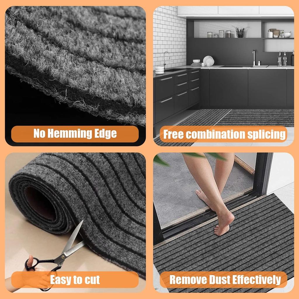 Caravan Outdoor Step Snow Resistant Mat Non-slip Door Mat Solid Color Striped Kitchen Carpet Floor Mat Easy To Clean for Kitchen