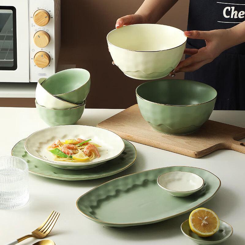 Zhishi Nordic Gold Rim 7-inch Ceramic Soup Bowl
