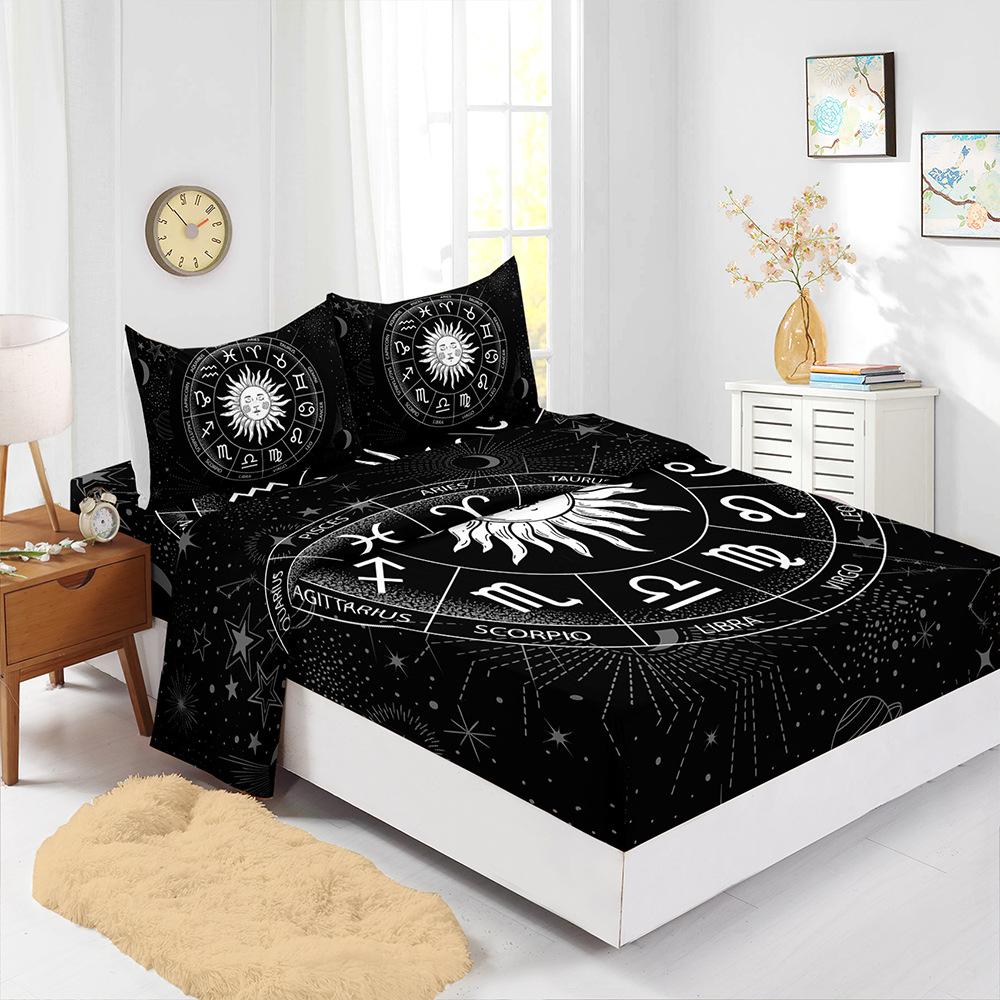 

Four-Piece Mattress, Bed Sheet Printing, Dark Star And Moon Mattress, Protective Cover, Bedding (90cm * 190cm * 40cm) Pillowcase * 1