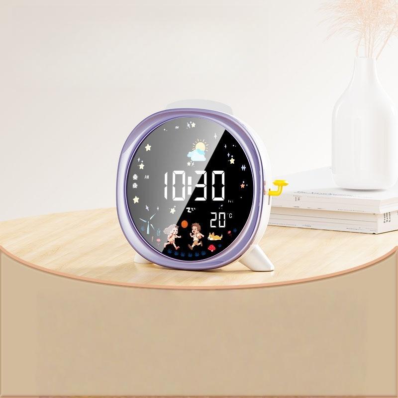 

LED Alarm Clcok Digital Clcok LCD Screen Week Temperature Display Snooze Brightness Adjustable Voice Control Table Clock